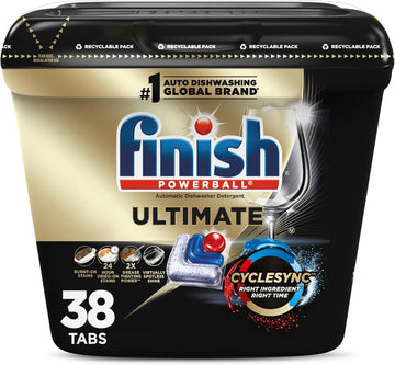 Finish Ultimate Dishwasher Pods, No Pre-Rinse Dishwasher Detergent Soap Removes Burnt-On Stain, With Cyclesync Technology, Degreasing & Scrubbing Power, 38 Count