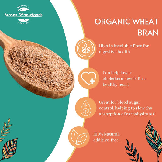 Sussex Wholefoods Organic Wheat Bran 1Kg: Nutrient-Rich, High Fibre Superfood