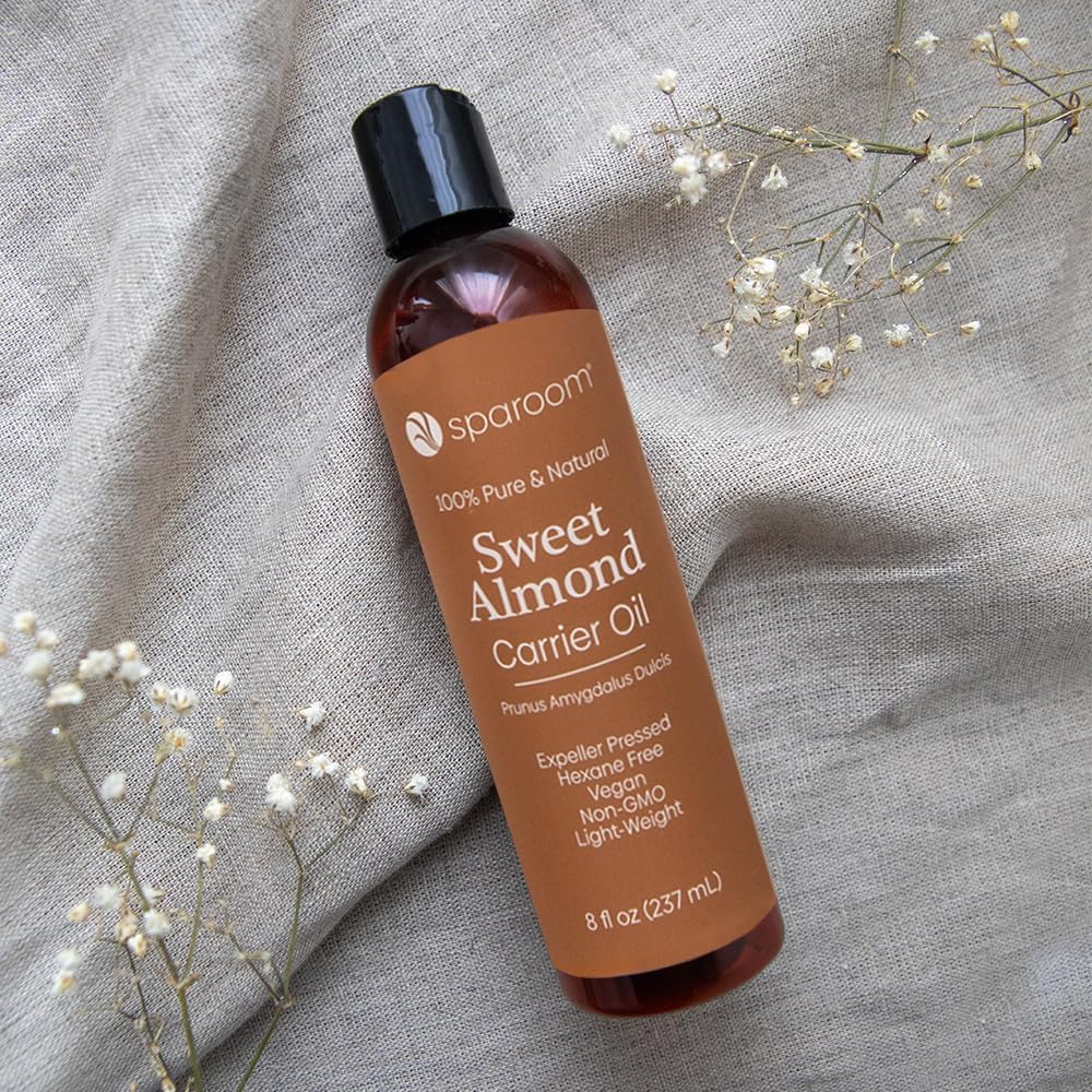 Sparoom 100% Pure And Natural Carrier Oil, Hair And Skin Moisturizer, Aromatherapy And Massage Oil Base For Essential Oils, 8 Ounces, Sweet Almond Oil : Beauty & Personal Care