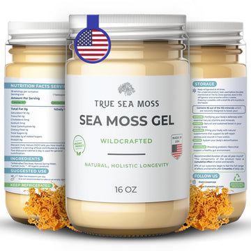 Trueseamoss Wildcrafted Irish Sea Moss Gel - Made With Dried Seaweed - Seamoss, Vegan-Friendly, Antioxidant Supports Thyroid & Digestion - Made In Usa (Original, Pack Of 1)