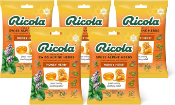 Ricola Honey Herb Herbal Cough Suppressant Throat Drops, 24Ct Bag (Pack Of 5)