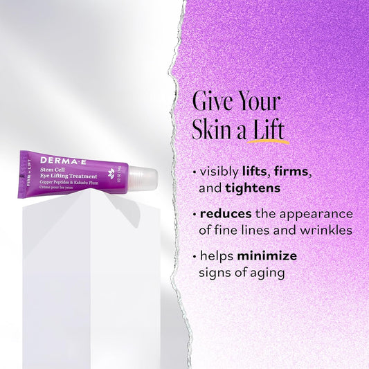 Derma E Stem Cell Lifting Eye Treatment – Multi Action Firming And Tightening Under Eye And Upper Eyelid Cream - Hydrating And Revitalizing Moisturizer, 0.5Oz