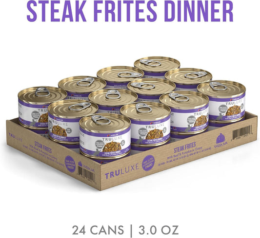 Weruva Truluxe Cat Food, Steak Frites Dinner With Beef & Pumpkin In Gravy, 3Oz Can (Pack Of 24)