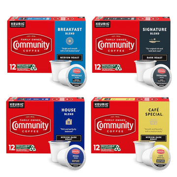 Community Coffee Variety Pack 48 Count Coffee Pods, Medium Dark Roast, Compatible With Keurig 2.0 K-Cup Brewers, 12 Count (Pack Of 4)