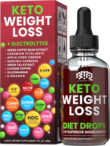 Keto Weight Loss Diet Drops, Natural Appetite Suppressant, Fat Burner For Women And Men With Apple Cider, Green Coffee Bean Extract, Cinnamon, Cayenne Pepper Metabolism Booster