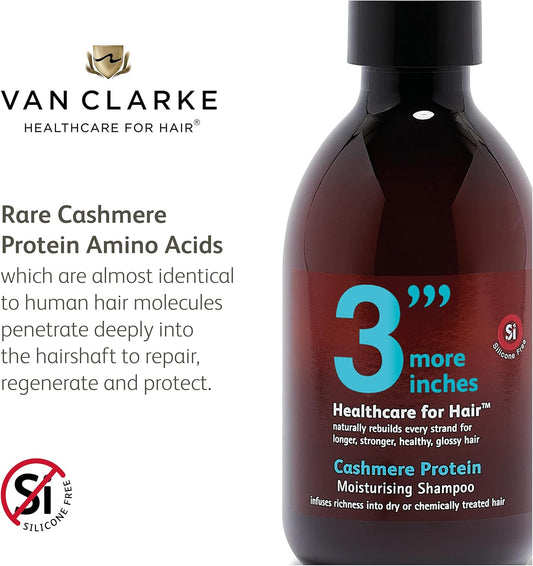 3'''More Inches Cashmere Protein Moisturising Shampoo 250Ml - Hydrating Shampoo For Dry, Damaged Hair - Thick & Frizzy Hair Treatment - Silicone & Sulphate Free - Hair Care By Michael Van Clarke