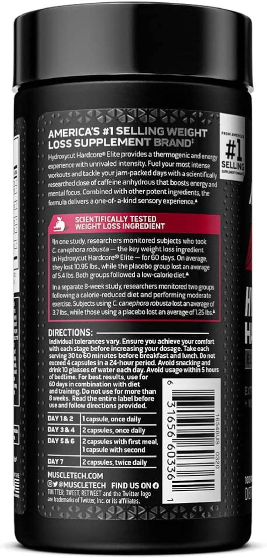 Hydroxycut Hardcore Elite - 100 Rapid-Release Thermo Caps - Energy & Focus - For Men & Women - 50 Servings : Health & Household