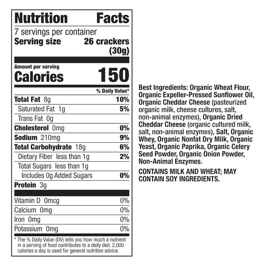 Annie'S Organic White Cheddar Squares Baked Snack Crackers, Made With Real Cheese, 7.5 Oz