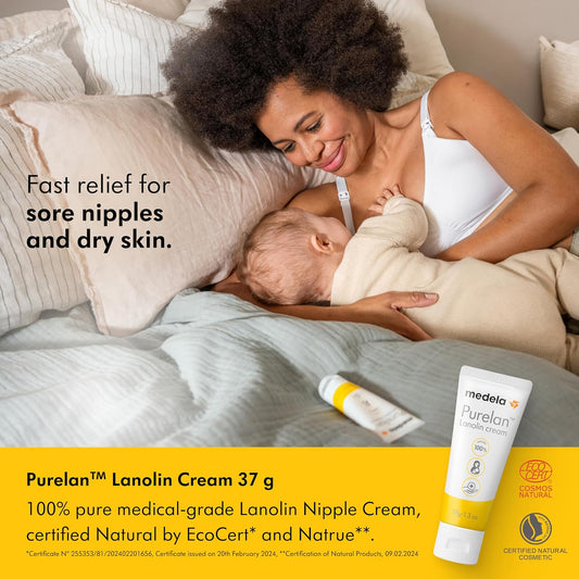 Medela Purelan Lanolin Nipple Cream, Fast Relief For Sore Nipples & Dry Skin During Breastfeeding, Safe For Breastfeeding Baby, Natural, Hypoallergenic, Fragrance-Free, 37G