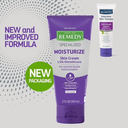 Medline Remedy Specialized Skin Cream (2 Oz Tube), Scented, 1.5% Dimethicone, Nourishing Moisturizer For Dry Skin, Sulfate-Free, Paraben-Free, Hypoallergenic Body Cream, Daily Lotion For Dry Skin