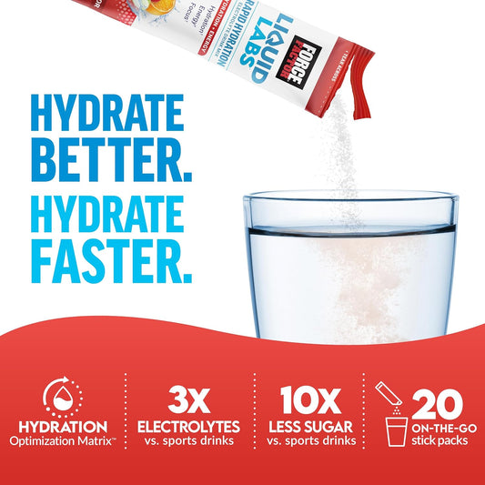 Force Factor Liquid Labs Energy Drink, Electrolytes Powder, Hydration Packets To Boost Energy & Focus, 5 Essential Electrolytes, Vitamins, Minerals, & Antioxidants, Fruit Punch Flavor, 20 Stick Packs