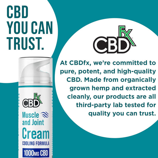 Cbdfx 1000Mg Cbd High Strength Muscle & Joint Cream With Caffeine, Menthol And White Willow Bark, Cooling Cbd Cream, Cruelty Free, 50Ml Hemp Cream