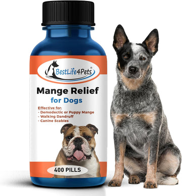 Demodectic Mange Relief For Dogs - All Natural Healthy Coat And Itch Relief For Puppy Mange, Canine Scabies And Walking Dandruff On Skin Pills
