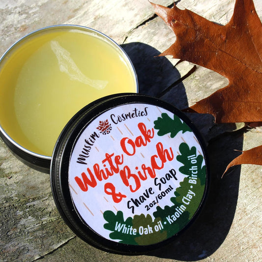White Oak & Birch Shave Soap | Kaolin Clay | Mens Natural Solid Shaving Cream | Oat Protein | Moisturizing Thick Lather | Made In Canada - Muslim Cosmetics - White Oak (2Oz Tin) : Beauty & Personal Care