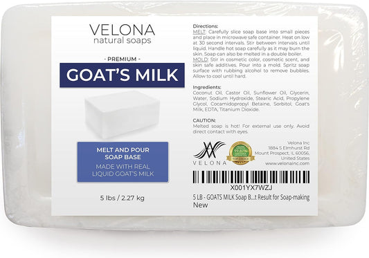 Velona 5 Lb - Goats Milk Soap Base Sls/Sles Free | Melt And Pour | Natural Bars For The Best Result For Soap-Making