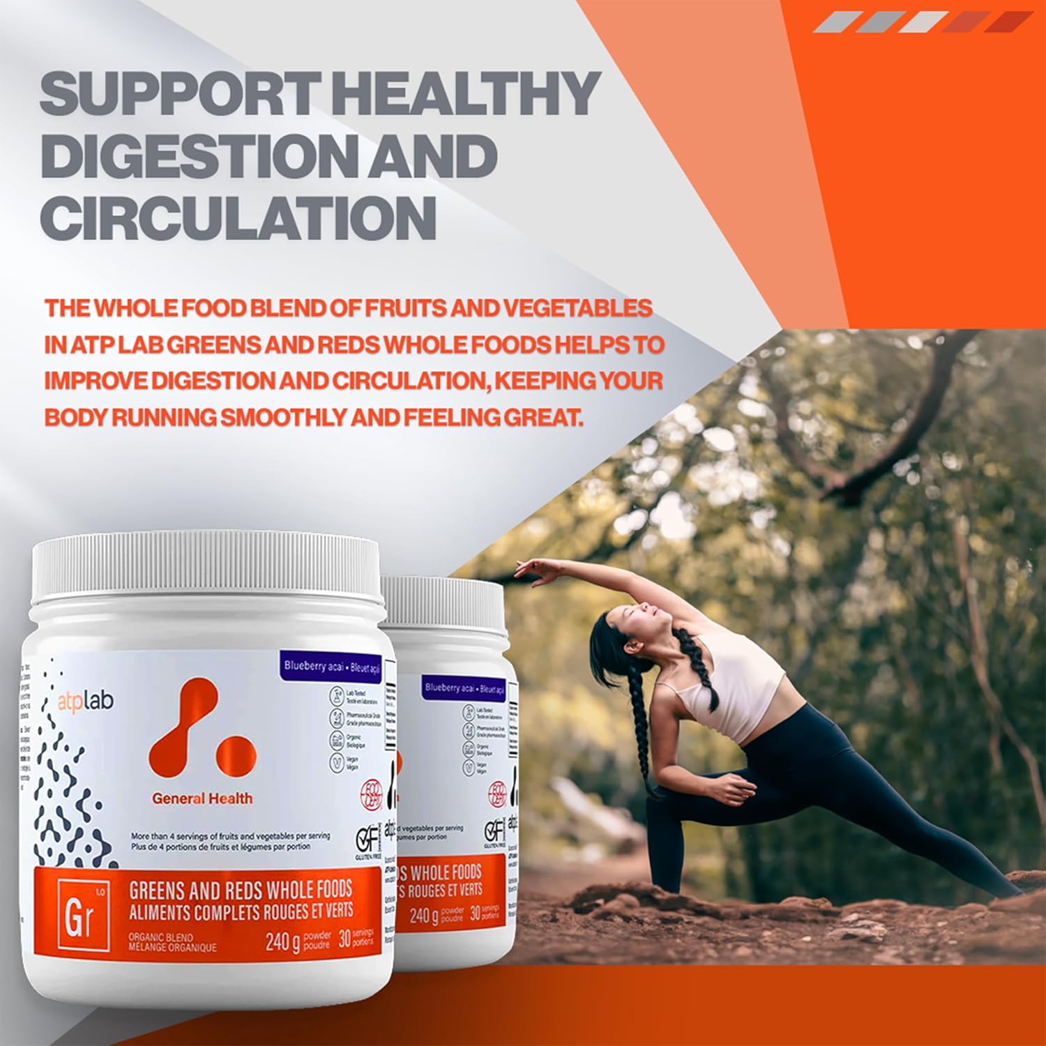Atp Lab - Greens And Reds Whole Foods 240G (Blueberry Acai Flavour) - Athletic Greens Powder Superfood - Improve Mood And Circulation - Reduce Pressure : Health & Household