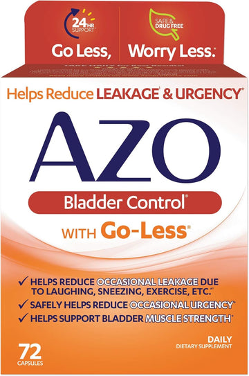 Azo Bladder Control With Go-Less Daily Supplement | Helps Reduce Occasional Urgency, Leakage Due To Laughing, Sneezing And Exercise††† | 72 Capsules