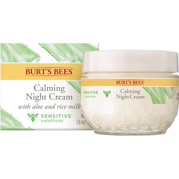 Burt’s Bees Gentle Night Cream Moisturizer for Face & Sensitive Skin - Made with Aloe Vera & Rice Milk to Soothe Skin, Dermatologist Tested (1.8 oz)