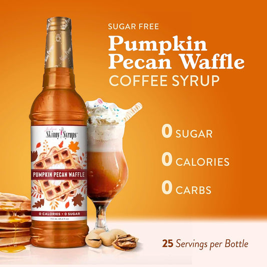 Jordan'S Skinny Syrups Sugar Free Coffee Syrup, Pumpkin Pecan Waffle Flavor Drink Mix, Zero Calorie Flavoring For Lattes, Protein Shake, Food & More, Gluten Free, Keto Friendly, 25.4 Fl Oz, 1 Pack