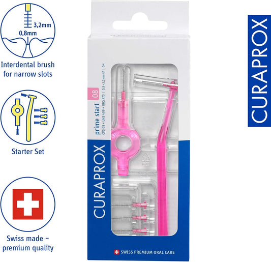 Curaprox Interdentalbürsten-Set Cps 06 Prime Start, Starterset Mit 5 Bürsten, 2 Verschiedene Halter, Türkis, 0.6 Mm Durchmesser, 2.2 Mm Wirksamkeit