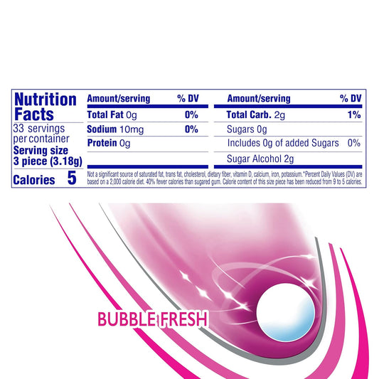 Mentos Always White Bubble Fresh Sugar Free Gum With Xylitol Sweetener, 100 Count Bottle, 4 Bottles