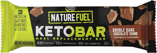 Nature Fuel Low Carb Meal Replacement Bar, Keto Friendly Snack For Weight Loss With 0G Added Sugar & Whey Protein Mcts, Double Dark Chocolate Chunk, 12 Count Box