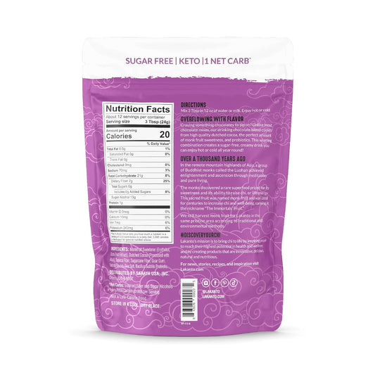 Lakanto Sugar Free Drinking Chocolate - Cold Or Hot Cocoa Powder Mix, Shelf Stable Probiotics, Monk Fruit Sweetener, Keto Diet Friendly, Vegan, Dutch Cocoa, Gourmet Taste (Original - 10 Oz)