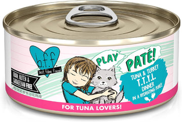 Weruva B.F.F. Play - Best Feline Friend Paté Lovers, Aw Yeah!, Tuna & Turkey T.T.Y.L. With Tuna & Turkey, 5.5Oz Can (Pack Of 8)