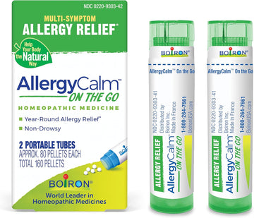 Boiron Allergycalm On The Go (6 Tubes) For Relief From Allergy And Hay Fever Symptoms Of Sneezing, Runny Nose, And Itchy Eyes Or Throat - 6 Green Tubes (480 Pellets)