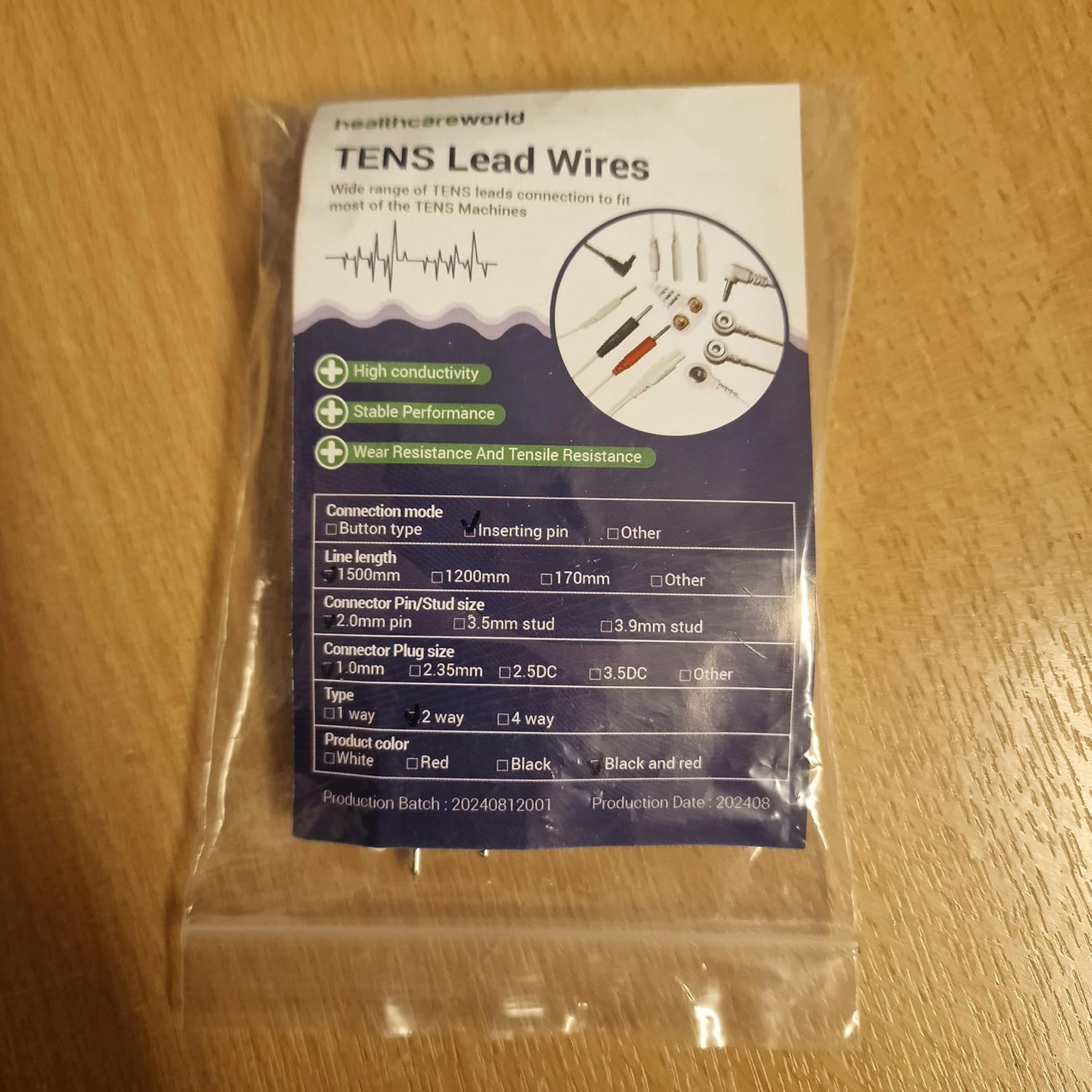 Tens Lead Wires 1 Pair Male 2.5mm Jack Plug 2mm Pin Connection by Healthcare World : Amazon.co.uk: Health & Personal Care