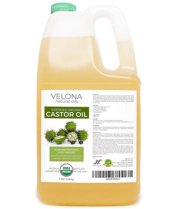 velona USDA Certified Organic Castor Oil - 1 Gallon / 128 Fl Oz | For Hair, Boost Eyelashes, Eyebrows | Cold pressed, Natural Oil, USP Grade | Hexane Free