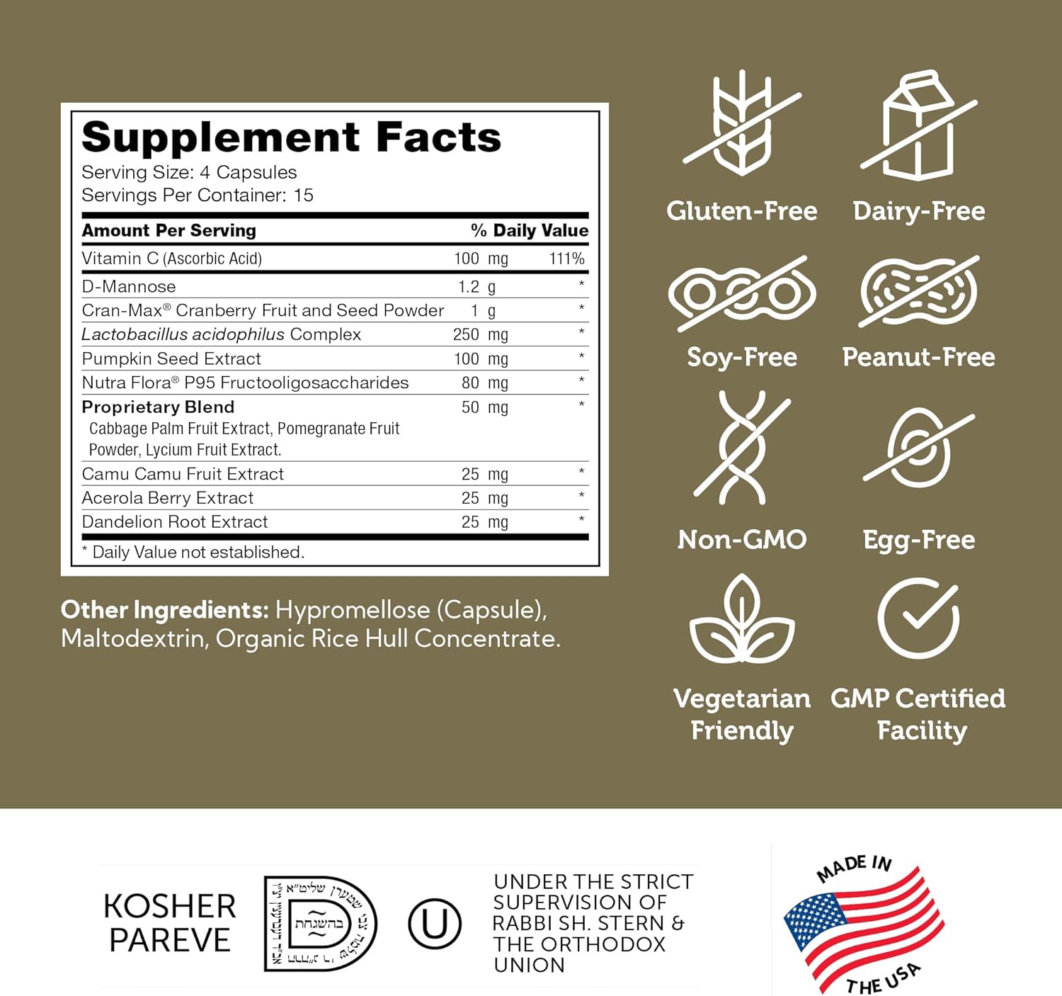 Zahler Revolution - Complete Womens Urinary Tract Health Formula With Probiotics - Uti Pills - 1200Mg D-Mannose And Cranberry Supplement - Urinary Tract Infection Support For Women (60 Capsules) : Health & Household