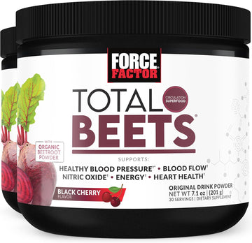 Force Factor Total Beets Superfood Beet Root Powder 2-Pack, Nitrates To Support Circulation, Blood Flow, Nitric Oxide, Energy, Endurance, Stamina, Cardiovascular Heart Health Supplement, 60 Servings