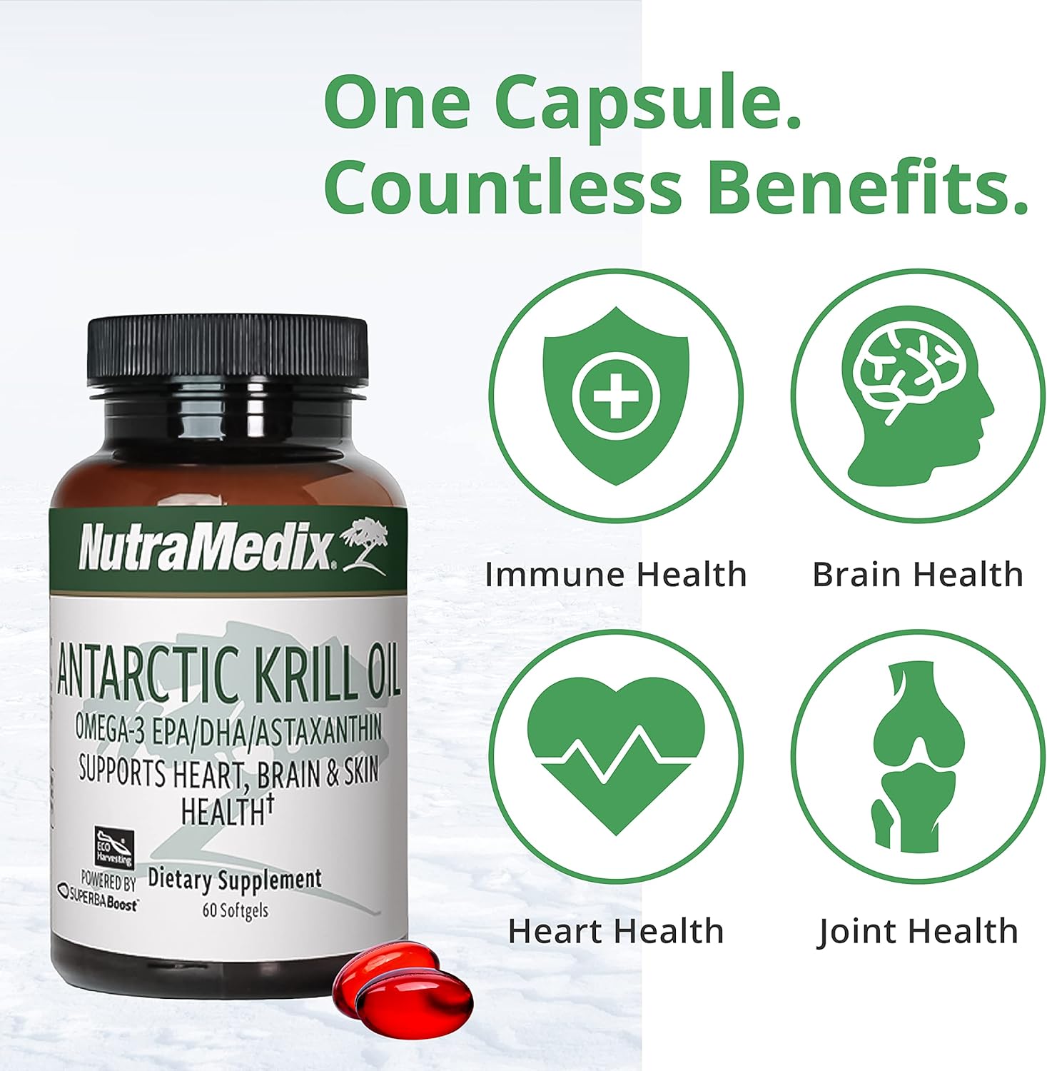 NutraMedix Antarctic Krill Oil 500mg - Fish Oil Supplement - Omega-3s