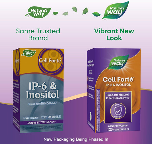 Nature'S Way Cell Forté Ip-6 & Inositol, Supports Natural Killer Cell Activity*, Immune Support*, With Calcium, Phosphorus & Magnesium, Gluten-Free, Vegan, 120 Capsules (Packaging May Vary)