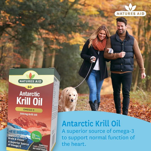 Natures Aid Krill Oil 500Mg Capsules – High Omega-3 Epa & Dha To Support Heart, Brain & Vision – High Absorption Phospholipids & Astaxanthin – Sustainably Sourced – No Fishy Aftertaste – 60 Softgels