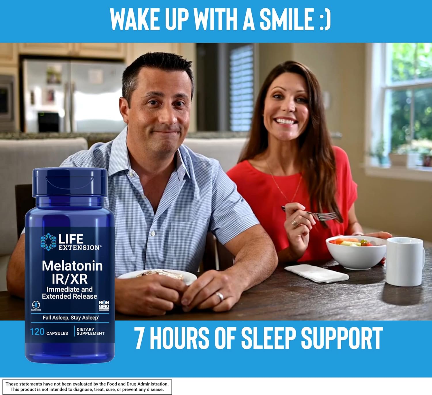 Life Extension Melatonin IR/XR 120 Capsules - Immediate & 7 Hour Extended-Release - Night Time Supplement - Supports Staying Asleep - Non-GMO, Gluten-Free : Health & Household