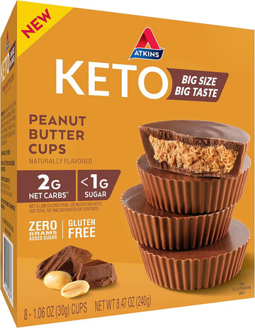 Peanut Butter Cups, 8 Cups, 1.06 Oz (30 G) Each, Atkins