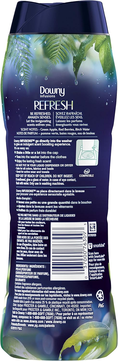 Downy Infusions Laundry Scent Booster Beads For Washer, Refresh, Birch Water & Botanicals, 10 Oz (Pack Of 4)