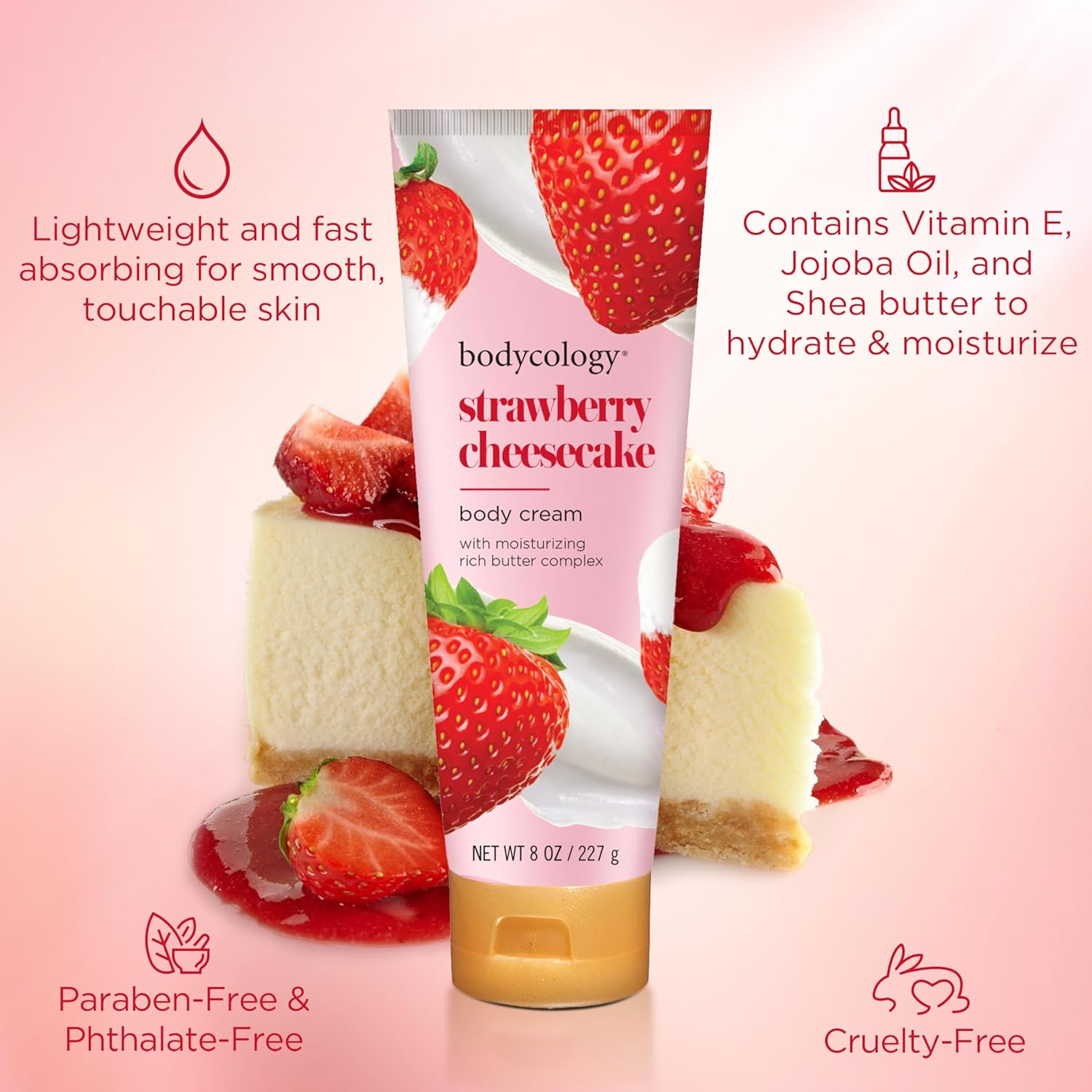 Bodycology Shea Butter Body Cream, Strawberry Cheesecake, 8 Oz : Beauty & Personal Care