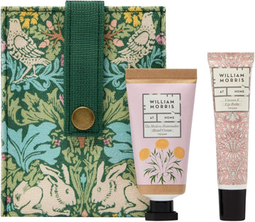 William Morris At Home Hand Cream 30Ml And Lip Balm 10Ml In Display Tray With Canvas Pocket Pouch, Shea Butter And Jojoba Oil, Beauty Gift For Her, Travel Size, Cruelty And Vegan Friendly