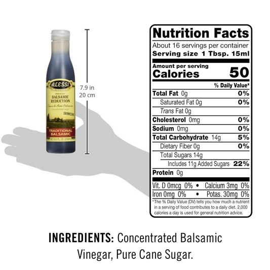 Alessi Balsamic Vinegar Reduction, Autentico From Italy, Ideal On Caprese Salad, Fruits, Cheeses, Meats, Marinades, Traditional Balsamic (Traditional Balsamic, 8.5 Fl Oz (Pack Of 1))