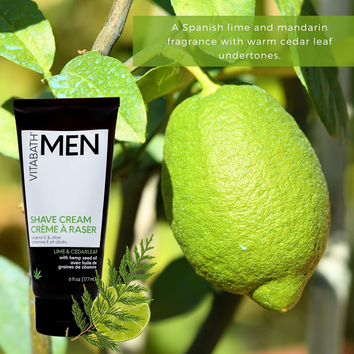 Vitabath Men'S Lime & Cedarleaf Shave Cream Super Slick Shaving Protects Against Razor Burn & Irritation - Restorative Pre-Shave Skin Moisturizer & Beard Care - Gluten-Free, Cruelty-Free - 6 Fl Oz : Beauty & Personal Care