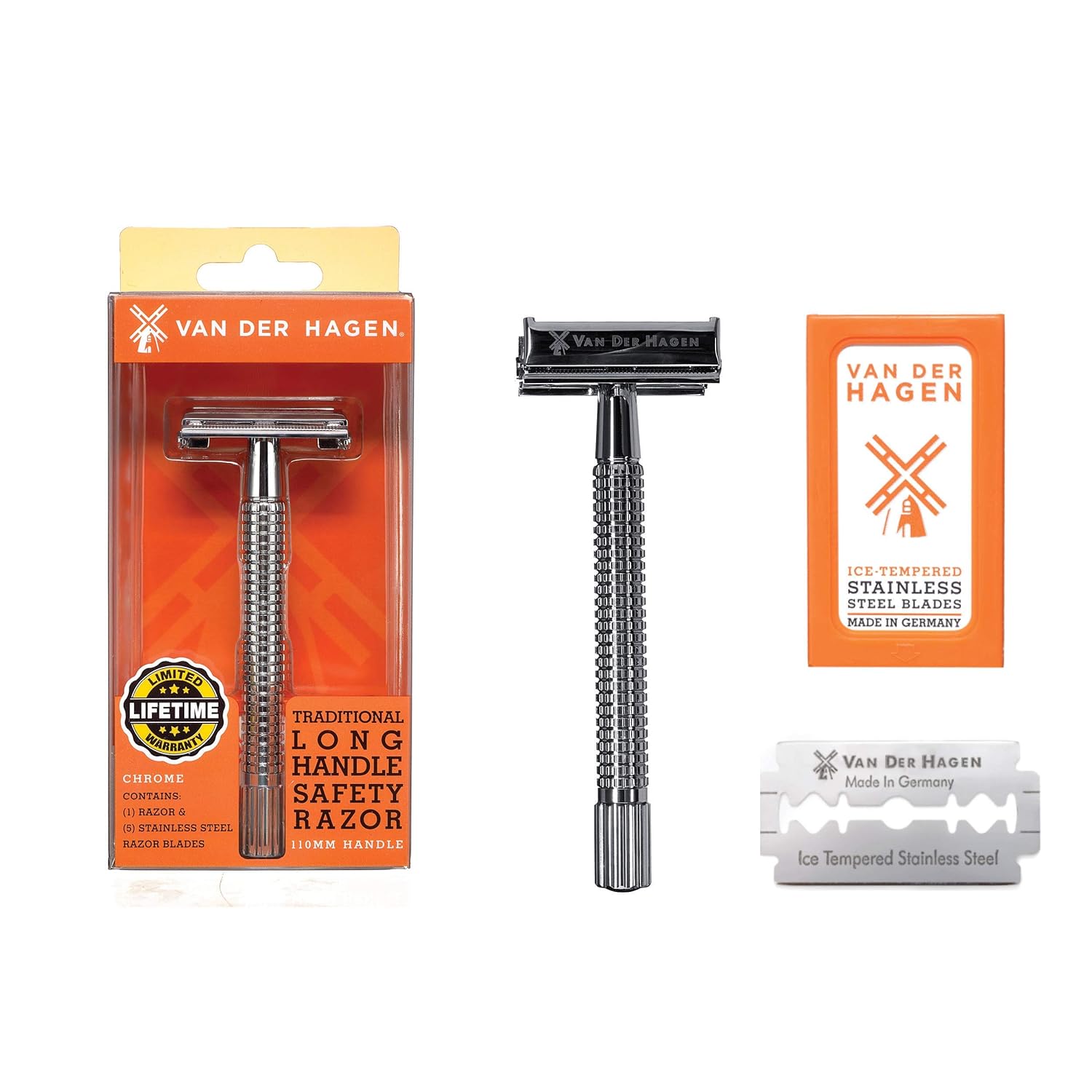 Van Der Hagen Safety Razor Kit 110MM, Chrome : Beauty & Personal Care