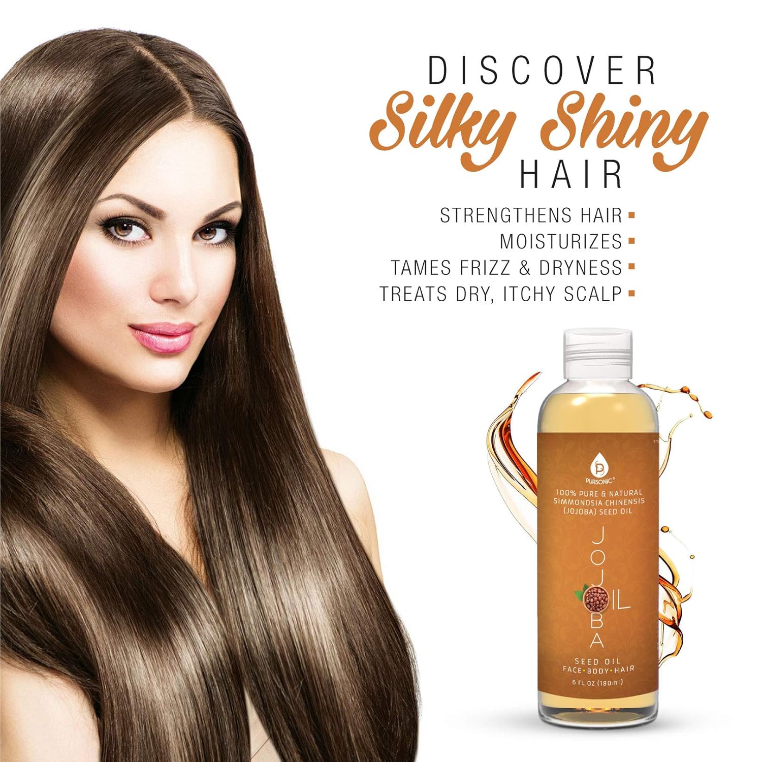 Pursonic 100% Cold Pressed Pure Golden Jojoba Oil For Dry Skin Or Damaged Hair, Natural & Unrefined - Moisturizes & Revitalizes Skin, 6 Ounce, 1 Count, Jjo6 : Beauty & Personal Care