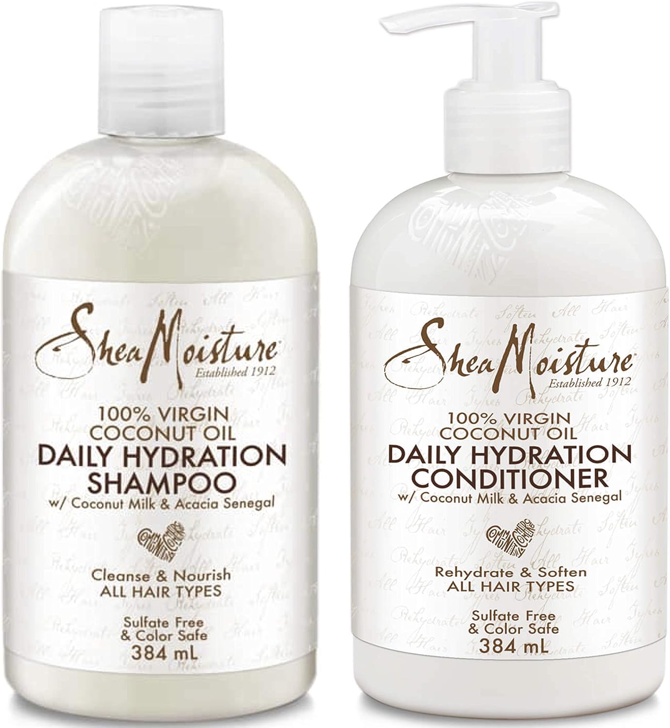 100% Virgin Coconut Oil Trio Bundle| Daily Hydration Conditioner 13 Oz, Daily Hydration Shampoo 13 Oz & Leave-In Treatment 8 Oz By Shea Moisture