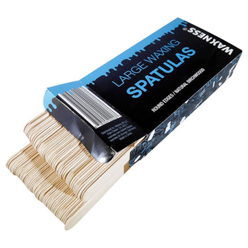 Waxness Wax Necessities Extra Polished Birchwood Rounded Body Wax Spatulas Applicators 100 Pack