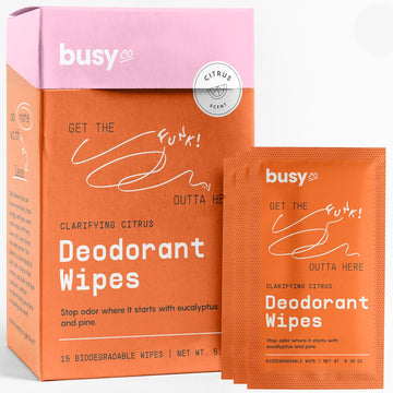 Calm Line Deodorant Wipes - 15Ct Unscented Deodorant For Women W/Zinc, Prebiotics & Papaya - Individually Wrapped - Sweat Wipes For Gentle Brightening, Odor Control & Cleansing