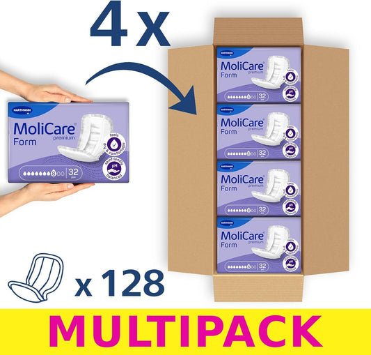 Molicare Premium Form, To Be Used With Molicare Fixpants, 8 Drops, 4 Packs Of 32 (128 Pieces)
