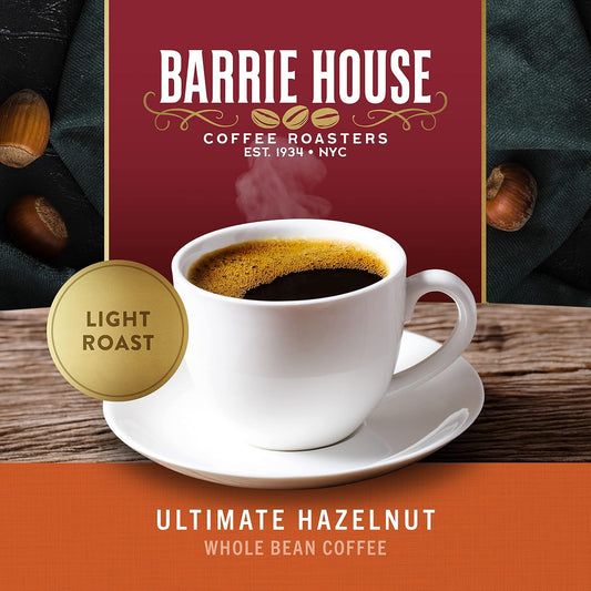 Barrie House Ultimate Hazelnut Flavored Whole Bean Coffee | 2 Lb Bag | 100% Arabica Coffee Beans | Artificially Flavored